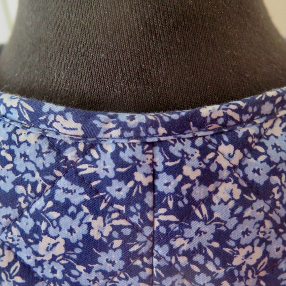 J. Crew Factory Womens Blue Ditsy Floral Quilted Jacket BK345 - Picture 8 of 12
